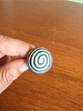 Spiral Pattern Black & White Statement Ring Size 7